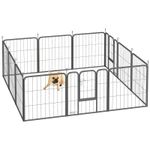 PawHut Steel Dog Pen, 12-Panel Puppy Pen for Small Dogs, 60cm High, Black