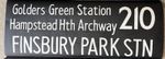 1977 London Transport bus blind Destination Finsbury Park Hamstead Heath Archway