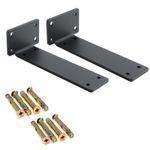 2Pcs Heavy Duty Floating Shelf Support Bracket Metal T Bracket Industrial Black 