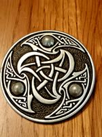 Vintage Pewter Celtic Brooch/Cloak/ Kilt Pin Signed St Justin Cornwall 1994