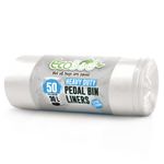EcoBag Heavy Duty Pedal Bin Liners 15 Microns 30L 510x600mm White 50 Pack