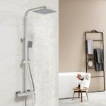 Exposed Thermostatic Shower Mixer Bathroom Twin Head Round/Square Bar Set