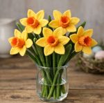 DK Knitting Pattern Only Daffodil Flowers Bouquet Realistic Knit Gift UK DIY