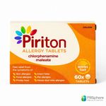 Piriton Allergy Tablets 4mg x 60 | Hayfever, Hives & Allergy Relief