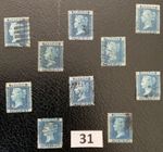 SG 46 Great Britain 1876 2d Blue x 10 - all plate 15