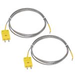 2pcs K Type Thermocouple Mini Connector Metal Shielded Wire 3.3ft -50 to 400°C