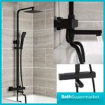 Black Thermostatic Bar Shower with Bath Filler 3 Outlet Fixed Head Kit