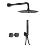 10 Inch Black Concealed Mixer Shower Set Brass Wall Mounted Kit 2 Valve System
