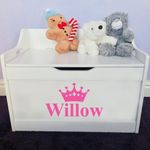 Girls Princess Wooden Personalised Children's Toy Box/Storage Box/Chest Any Name