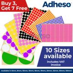 Adheso ANY SIZE Coloured Dot Stickers Round Sticky Dots Adhesive Circles Labels