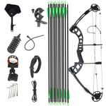 30-60lbs Adjustable Compound Bow Carbon Arrow Set RH Archery Hunting Shooting