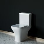 Bathroom Square Close Coupled Toilet Soft Close Seat Cistern Modern WC Pan