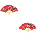 Red Paper Fan Wall Hanging Chinese Style DIY Wood and Paper Decoration