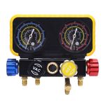 New HVAC Gauges W/Hoses 4 Way Heavy Duty Brass Manifold Gauge Set Replacement