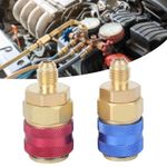 °Air Conditioning Quick Coupler Connector Brass Adapters For R134A High Low Red