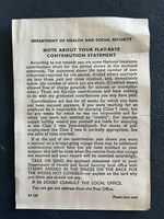 1973/4 Dept Health & Social Security Note About Flat Rate Contribution Statement