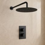 Matt Black Wall Mounted Concealed Shower Mixer Tap 250mm Round Rain Shower Head