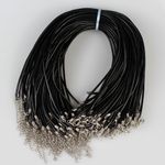 20pcs/50pcs Black Genuine Real Leather Cord Necklace 2mm / 3mm 18" with Clasps