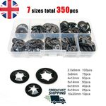 340pc Internal Tooth Star Lock Spring Quick Washer Push On Speed Nut Assortment