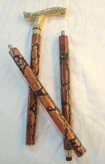 Handmade Wooden Walking Stick Golden Handle 36" Traditional Cane