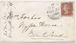 SG29 1856 envelope 1d red plate 38 TI (C8) Perth Xmas day posting to Burntisland