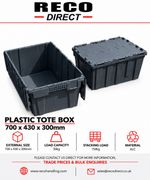 5 x EXTRA LARGE USED TOTE BOX / ALC CRATE 700x430x300mm  STORAGE 80L