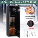 6 Gun Cabinet Box Lockable Safe Storage Rifle Firearm Steel Heavy Duty