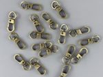 30 Antique Brass / bronze Metal Lobster Clasp Swivel Hooks, 31mm snap clips