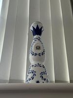 Tequila Clase Azul Reposado Bottle with Flower Logo - Empty & Decorative