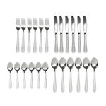 Hammered 24pc Stainless-Steel Cutlery Set - 6 Place Settings, Dishwasher Safe