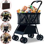 8 Wheels Shopping Trolley Cart Lightweight Strong maneuverable Folding w/ Brakes