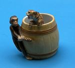 RARE ERNST BOHNE & SOHNE MONKEY PULLING TIGER’s TAIL SPILL VASE C1900 ANTIQUE