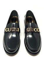 Gucci Black Leather Loafers Penny Gold Logo Plaque Snaffle UK 12.5 US 13 15833G