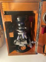 Vintage Carl Zeiss Jena Binocular Laboratory Microscope 1934 With Box
