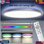 24W RGB LED Ceiling Light with Remote Dimmable Colour Changing Mood Lamp