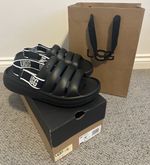 UGG Sport Yeah Black Strappy Slip On Flat Sandals Logo Lightweight UK 9 US 10