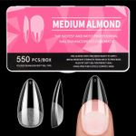 Medium Almond Nail Tips, 550Pcs Soft Gel, 11 Sizes Full Cover Clear for Nail Tec