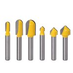 6pcs 1/4 Inch Shank 1/4" 3/8" 1/2" Router Bits Set, Including 3pc