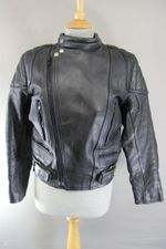 CLASSIC GOODLUCK BLACK LEATHER BIKER JACKET 34 INCH/EXTRA SMALL