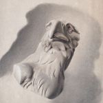 Eagle Head Bust Study Drawing Charcoal White Raised Palm Circa 1870 Naturalistic