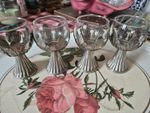 Art Deco White Metal and Glass Goblets X  4 Good Condition