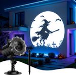 Halloween Projector Outdoor Moving Witch Cat Skeleton Lights Wall Garage Display