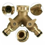 Hose Pipe Valve Splitter Quick Connector Adaptor Y-shaped Garden Tap 2 Way Brass
