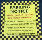 Private Parking Ticket Warning Sticker / Notice for Windscreen - Waterproof