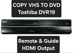 Toshiba VHS DVD Recorder HDMI Output Copy VHS to DVD Remote Guide & Warranty
