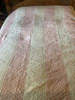 Antique North Country Strippy Quilt C.1900 Pretty Floral Pink and White. Lovely