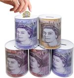 Set Of 5 Pound Note Design Money Tin - Piggy Bank Box Savings Coins Cash Change