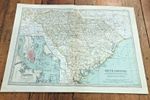 1903 large colour fold out map titled "  south carolina " 