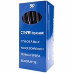 WB Stylostik Ballpoint Pens/Biros Black Ink Pack of 50 (WB-50)