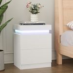 2 Drawer Bedside Table Cabinet Charging Station LED Nightstand Storage White